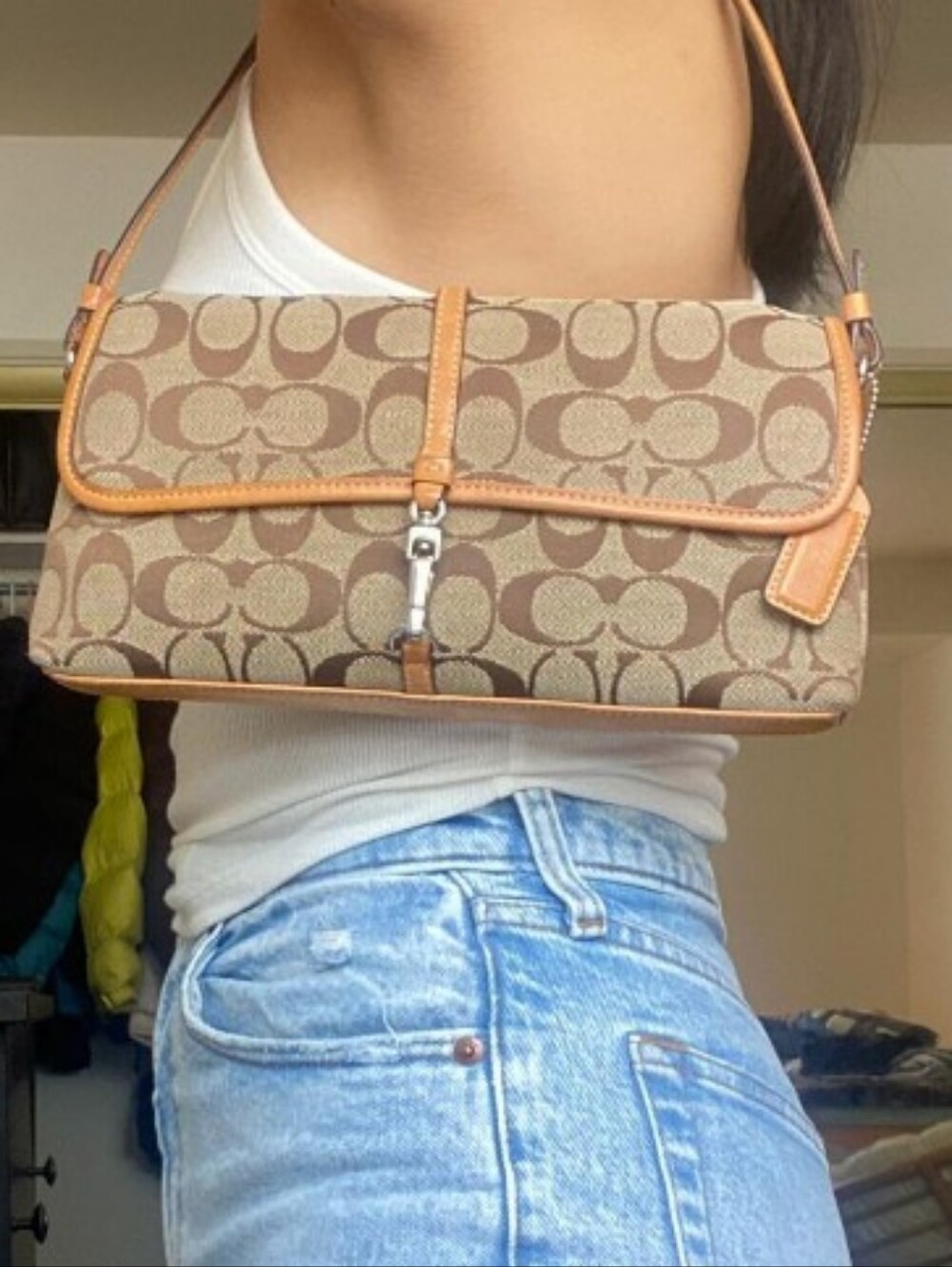 Vintage Y2K Coach Hamptons Signature Clip Shoulder Bag 6348